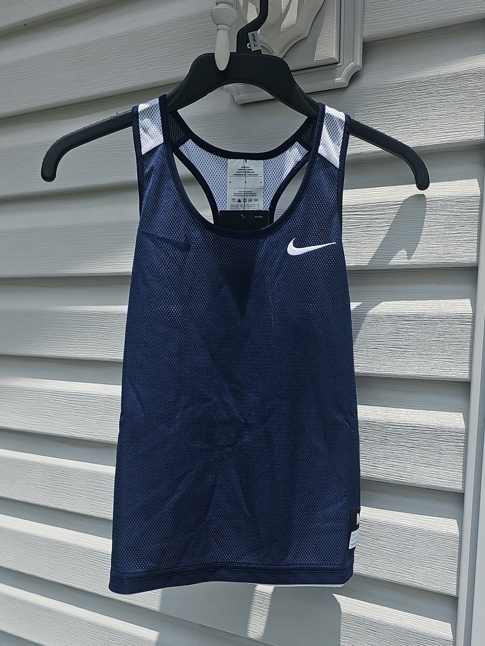 Nike Kids Navy Mesh Racerback Reversible Tank with White/ Blue Accents